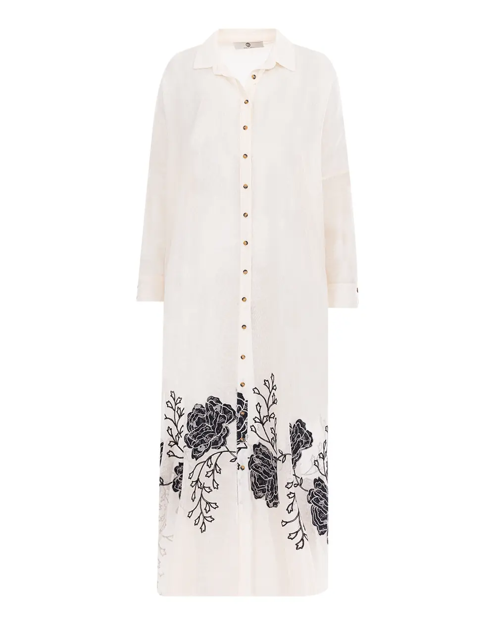 Linen Look Embroidery Detailed Shirt Tunic