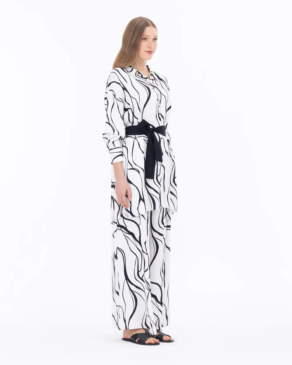 Kuşaklı Gömlek Yaka Tunik