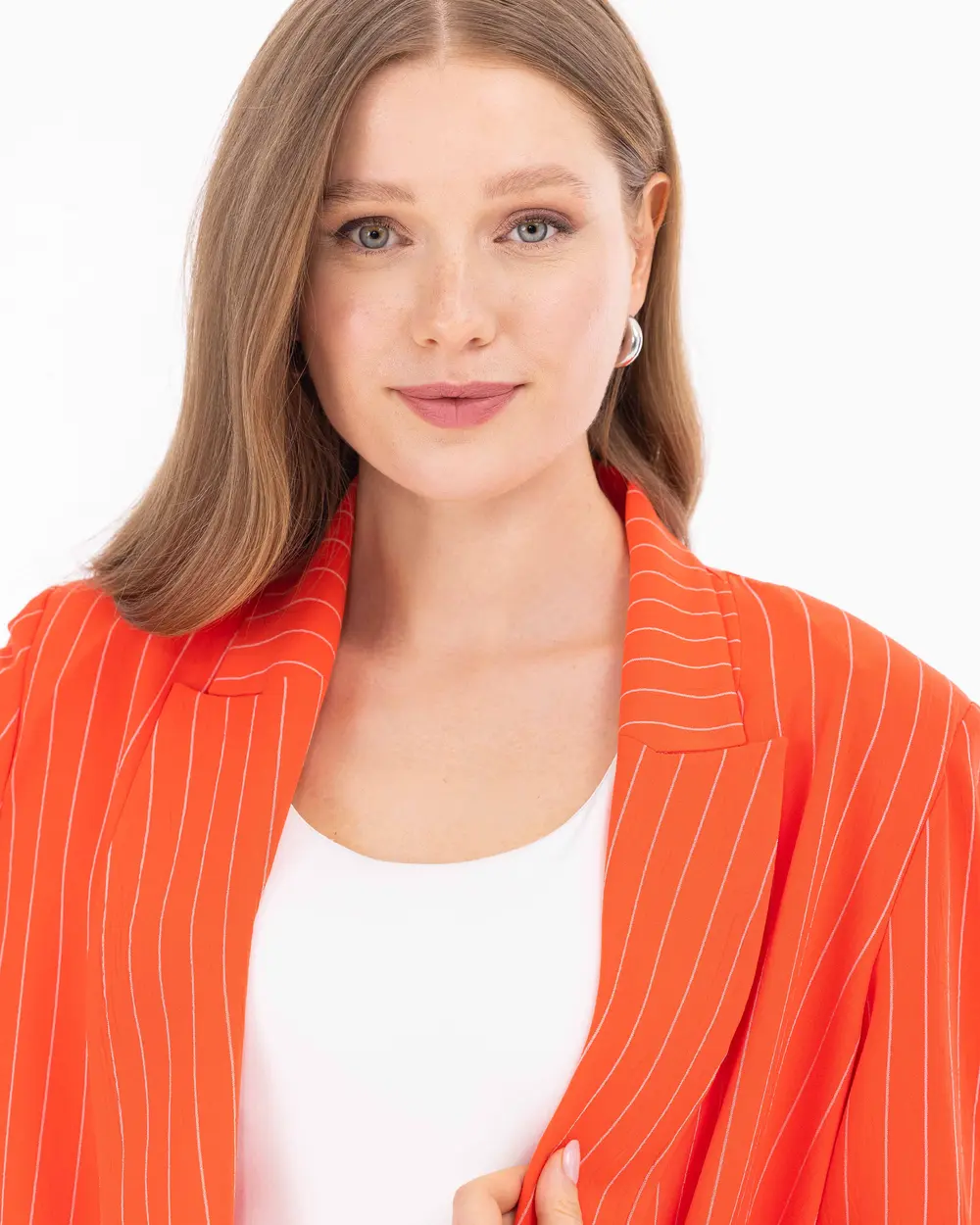 Double Breasted Collar Striped Blazer Jacket