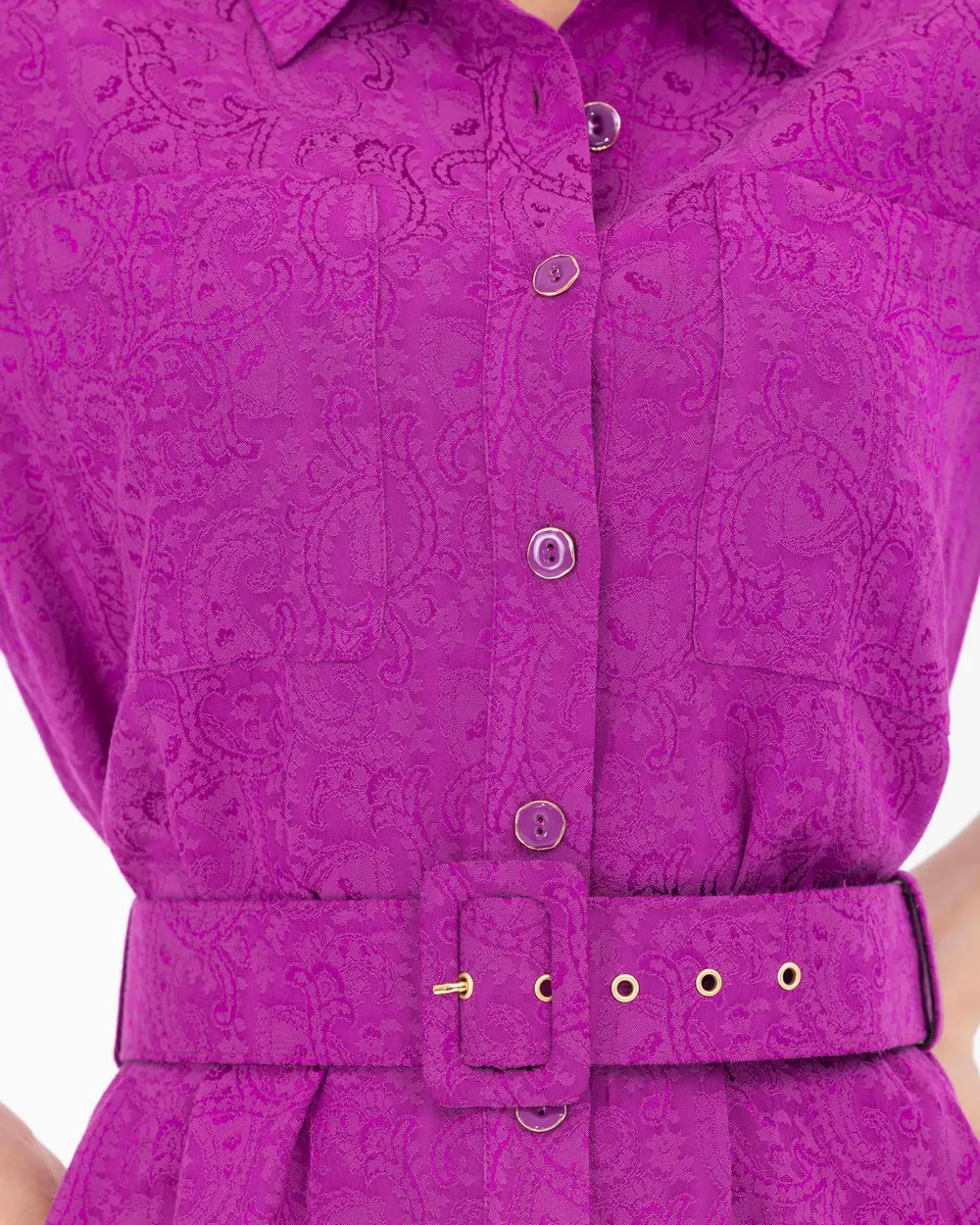 Belted Jacquard Fabric Jacket
