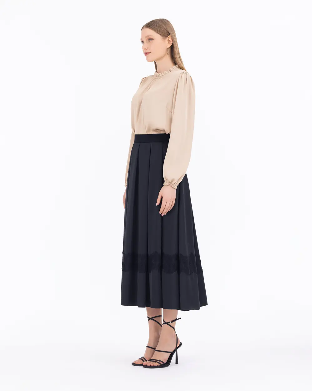 Pliseli Saten Dokuma Şık Etek