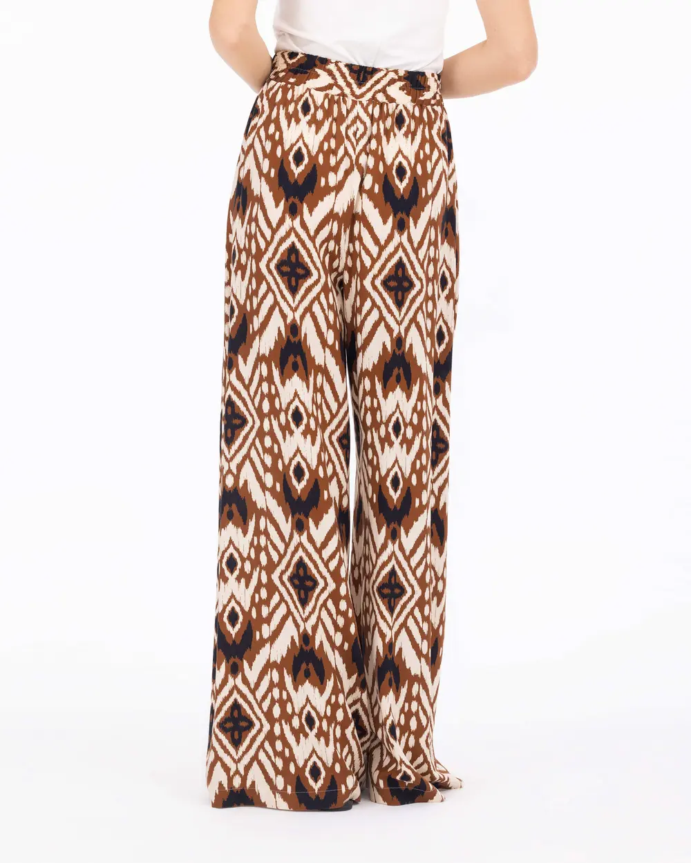 Ethnic Patterned Elastic Waist Trousers