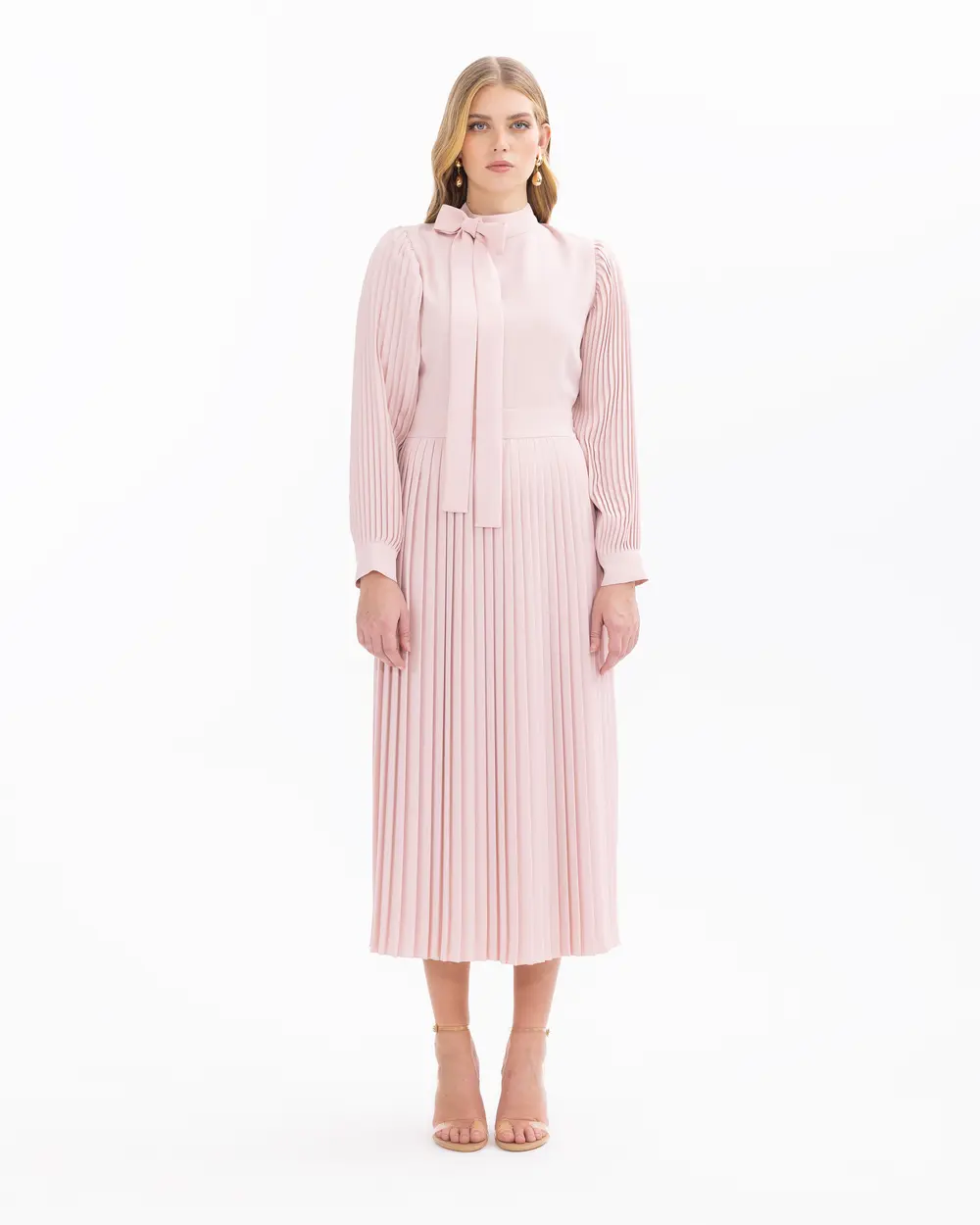 Pleated Dress with Tie Detail