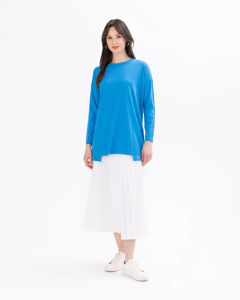 Sıfır Yaka Örme Kumaş Basic Tunik