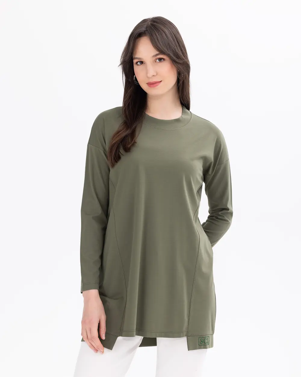 Sıfır Yaka Örme Kumaş Basic Tunik