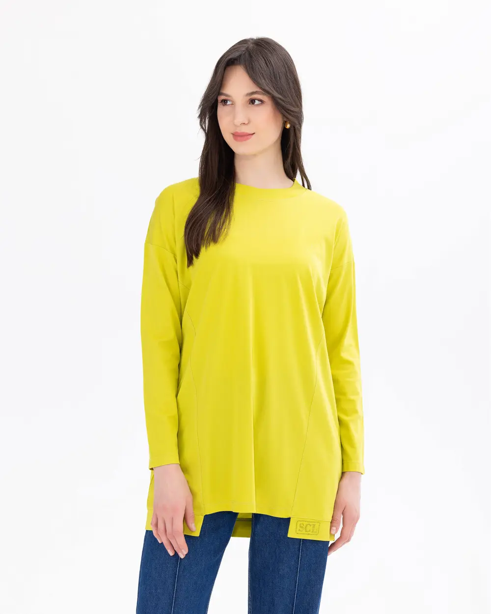 Zero Neck Knitted Fabric Basic Tunic