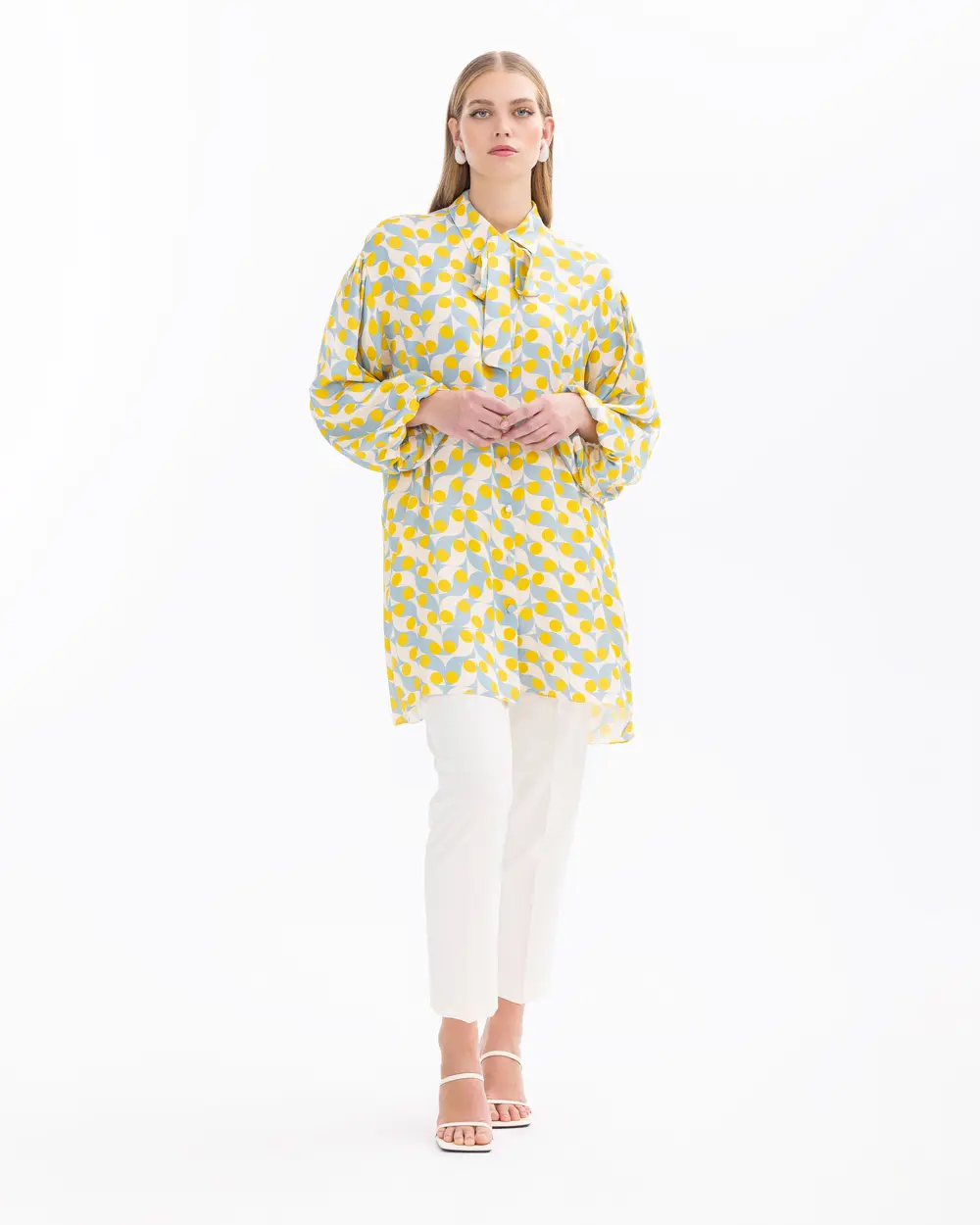 Geometric Patterned Button Tunic