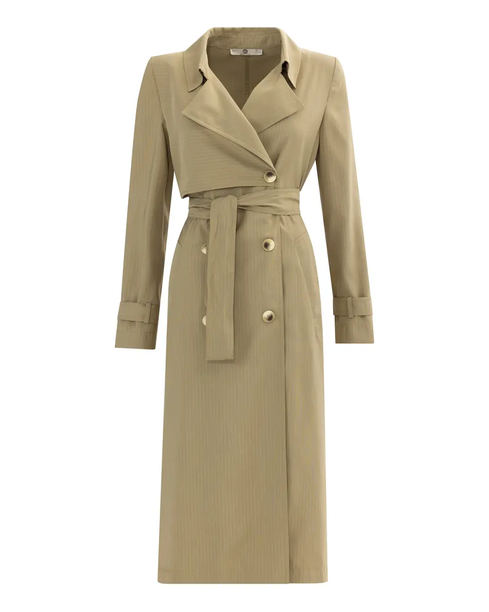 Double-breasted Collar Belted Knee-length Trench Coat