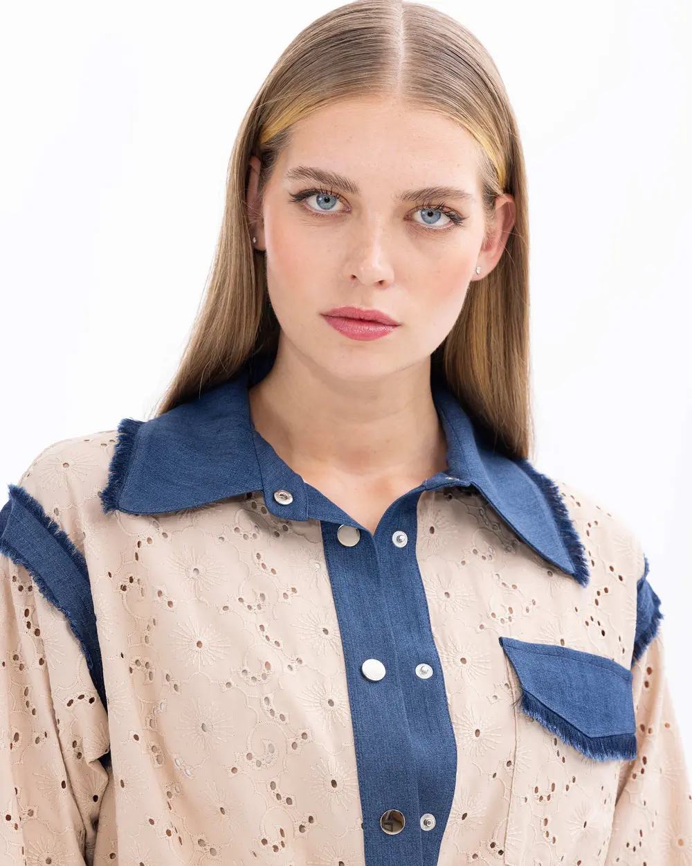 Shirt Collar Buttoned Jacket with Drawstring Waist