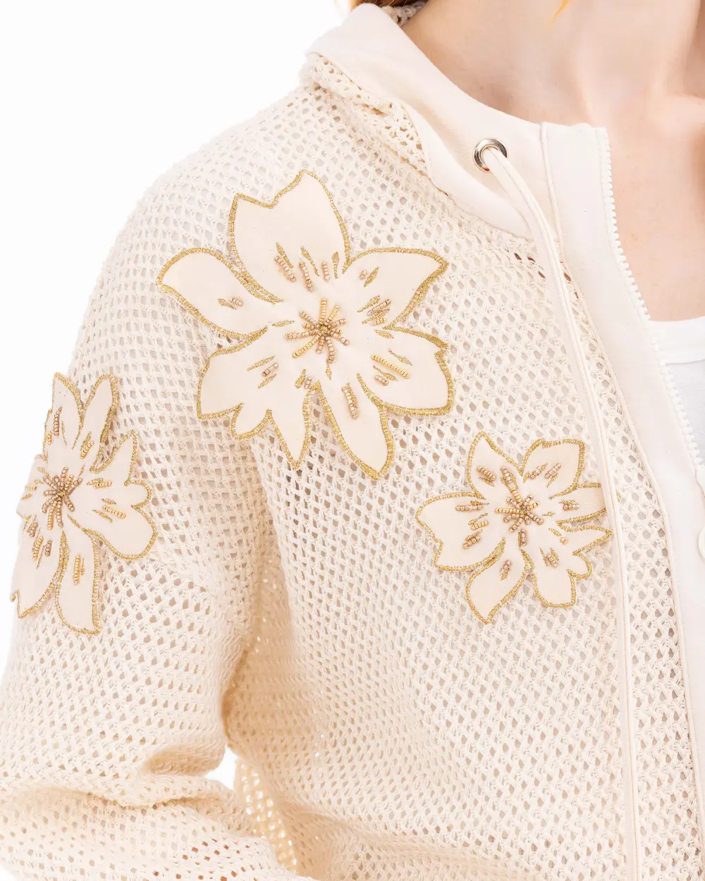 Embroidery Detailed Mesh Jacket