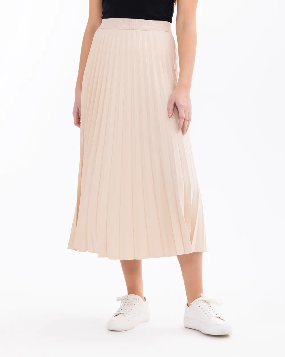 Pleated Elastic Waist Skirt