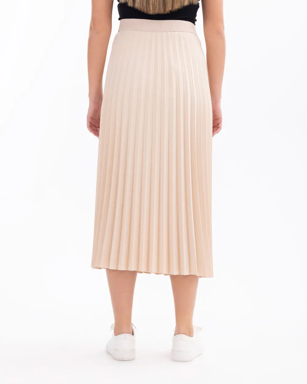 Pleated Elastic Waist Skirt