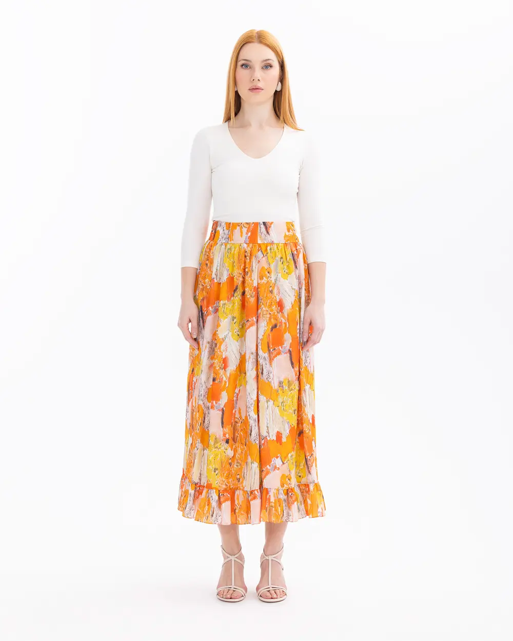 Maxi Length Skirt with Color Transition