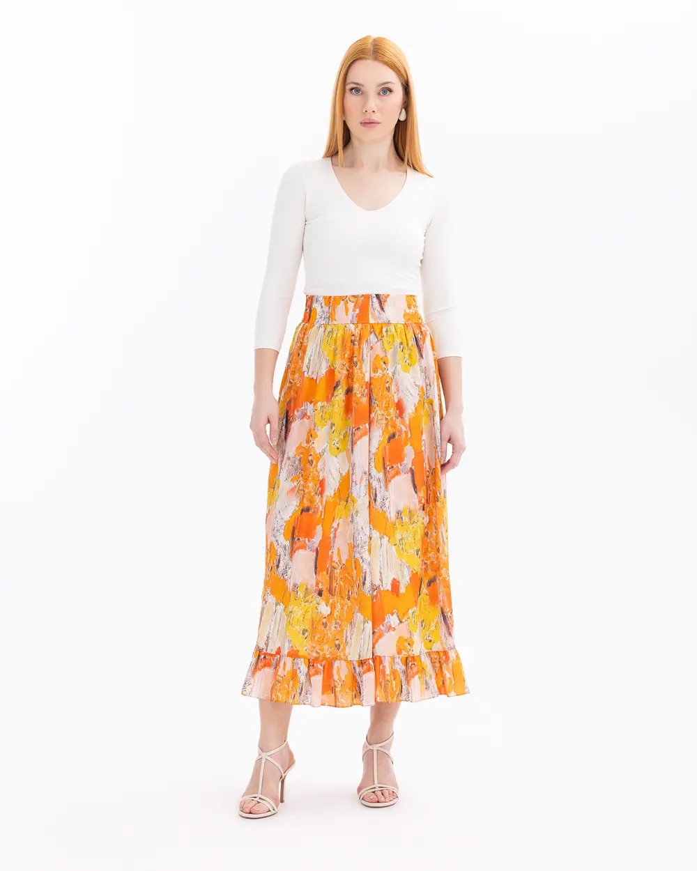 Maxi Length Skirt with Color Transition