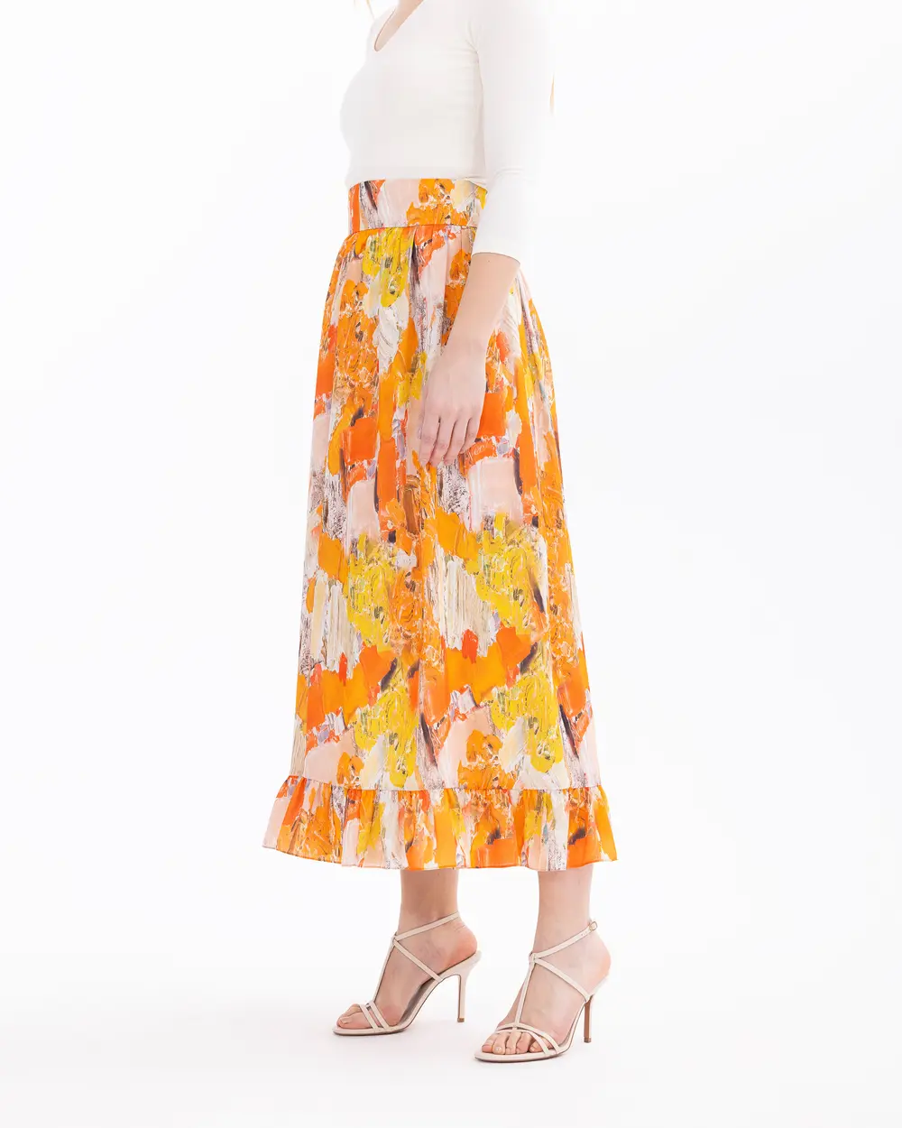 Maxi Length Skirt with Color Transition