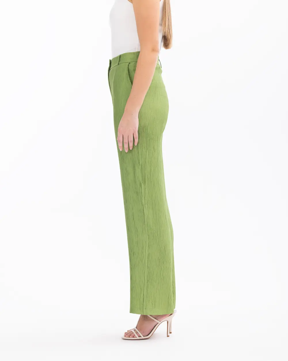 Wide Leg Pants with Button Detail