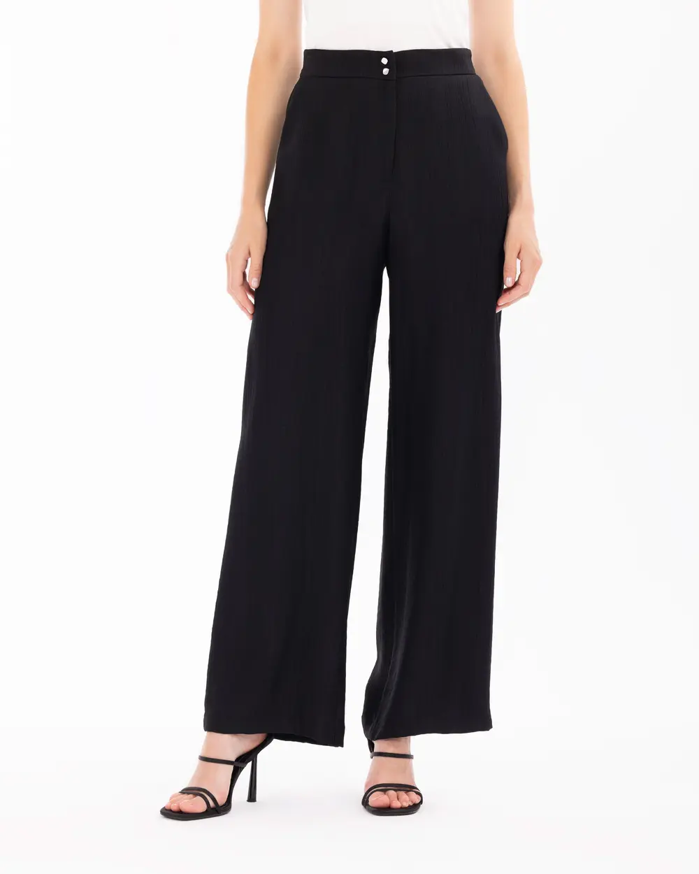 Wide Leg Pants with Button Detail