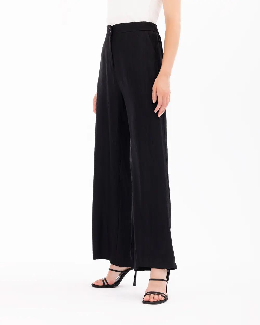 Wide Leg Pants with Button Detail