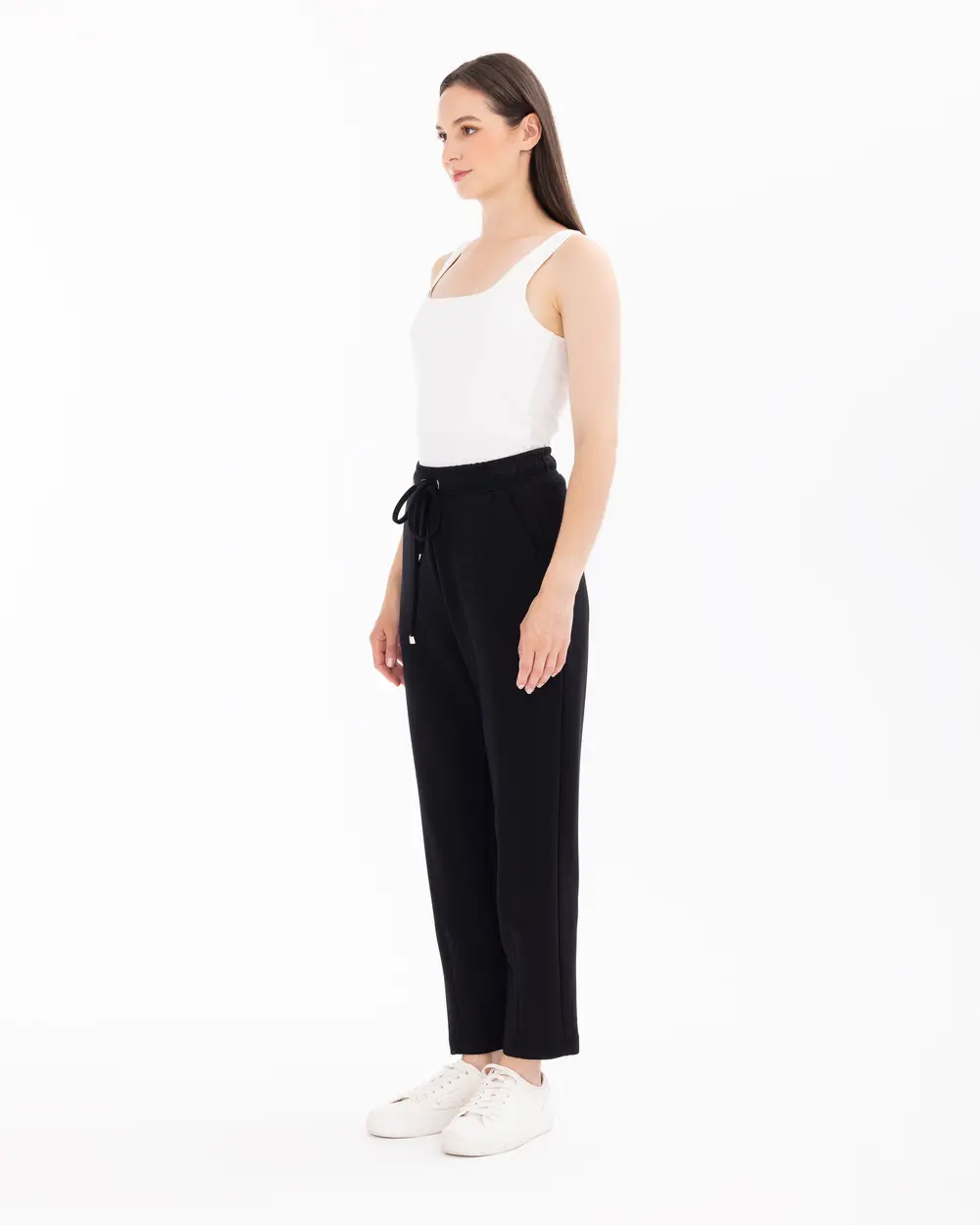 Elastic Waist Ankle Length Carrot Cut Pants