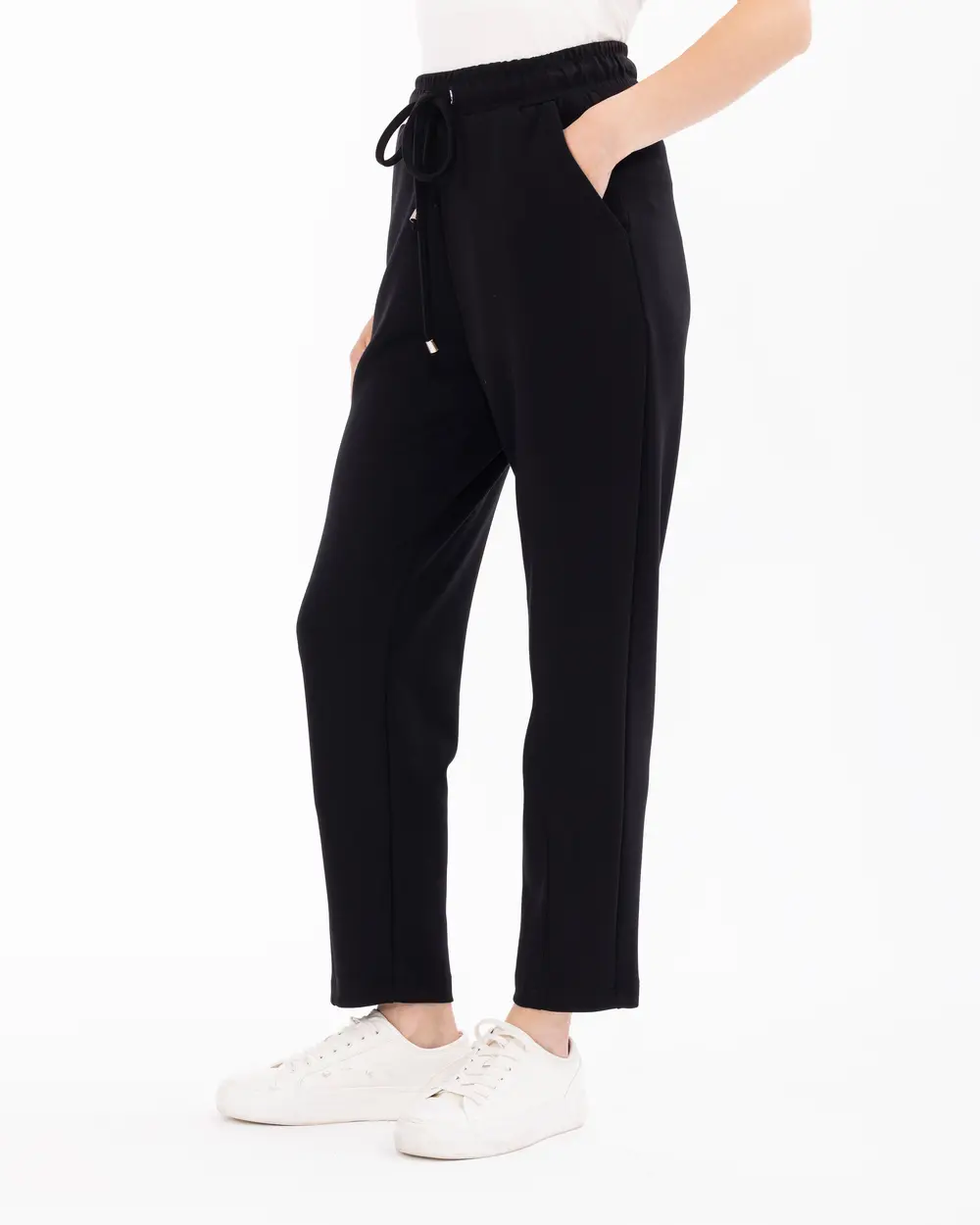 Elastic Waist Ankle Length Carrot Cut Pants