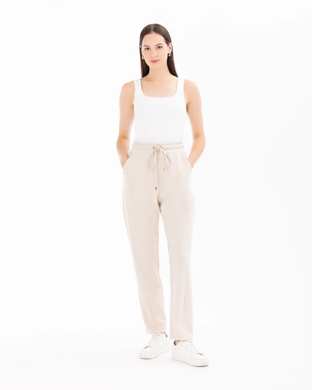 Elastic Waist Ankle Length Carrot Cut Pants