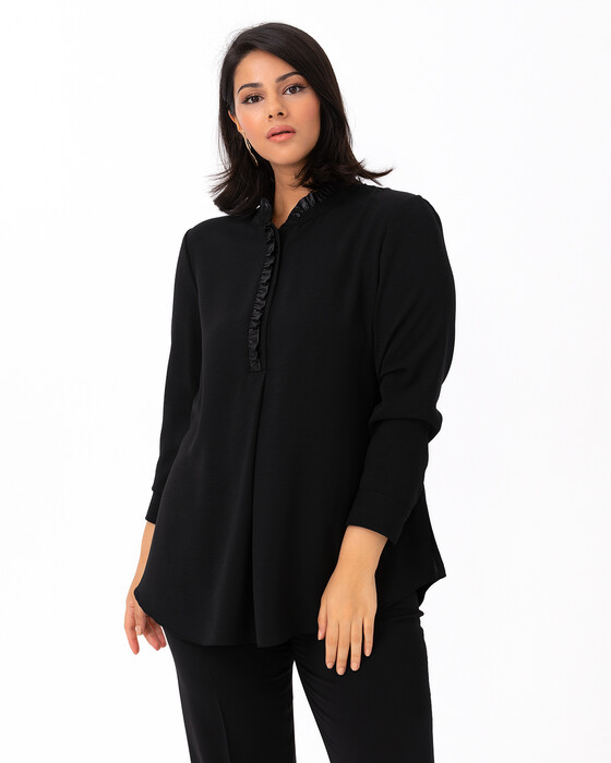 GALAXI PLUS SIZE FRILL DETAILED BLOUSE