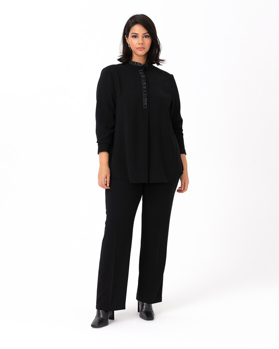 GALAXI PLUS SIZE FRILL DETAILED BLOUSE