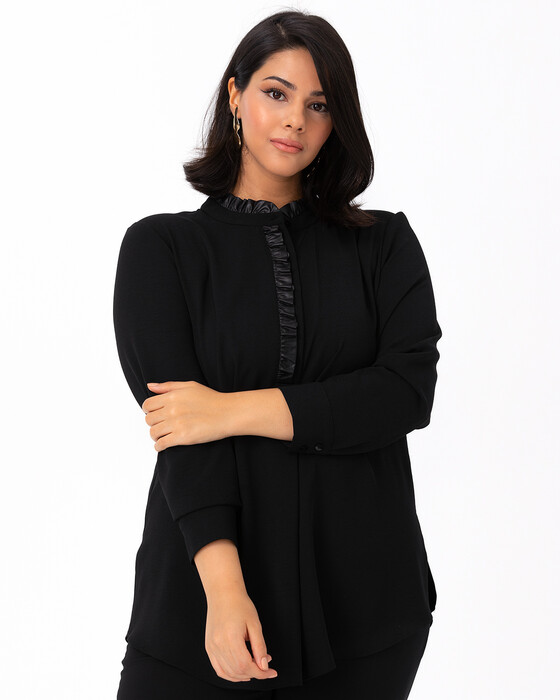 GALAXI PLUS SIZE FRILL DETAILED BLOUSE