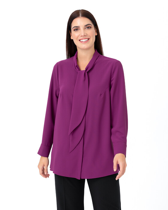 Büyük Beden Fular Detaylı Gömlek