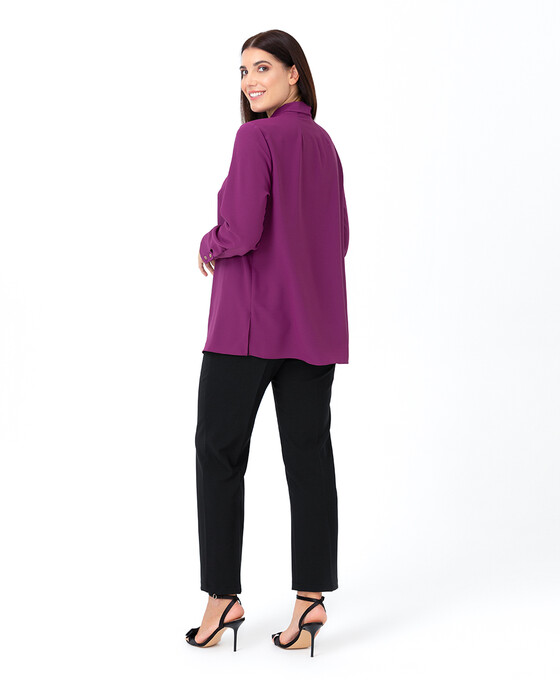 Büyük Beden Fular Detaylı Gömlek