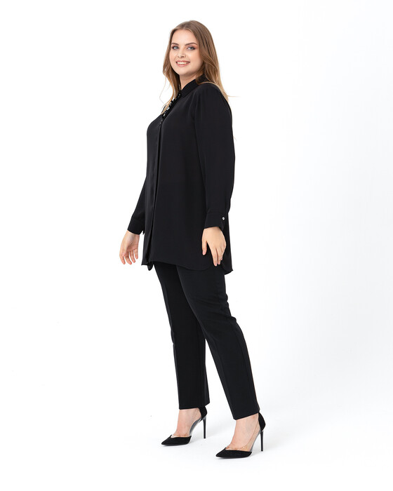 Büyük Beden Aksesuar Detaylı Gömlek