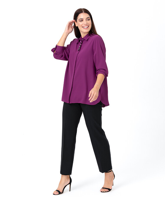 Büyük Beden Aksesuar Detaylı Gömlek