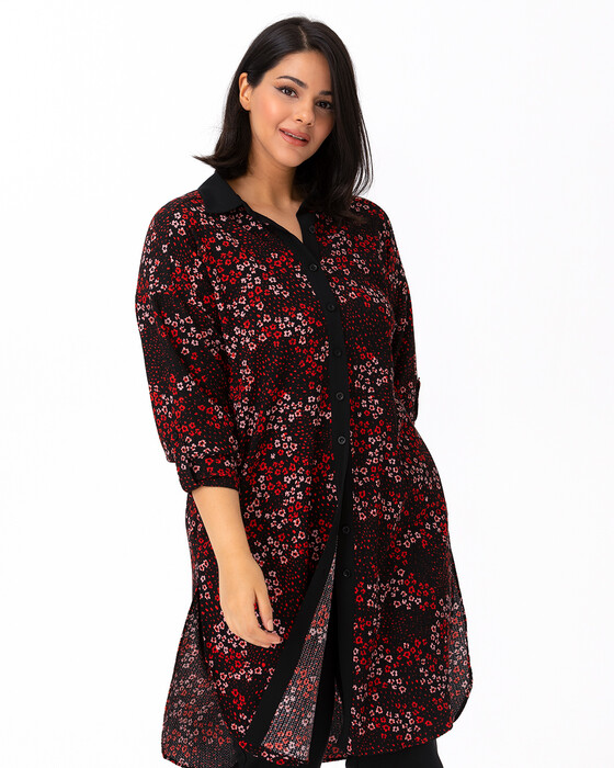 Büyük Beden Çiçek Desenli Tunik