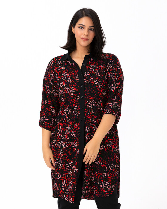 Büyük Beden Çiçek Desenli Tunik