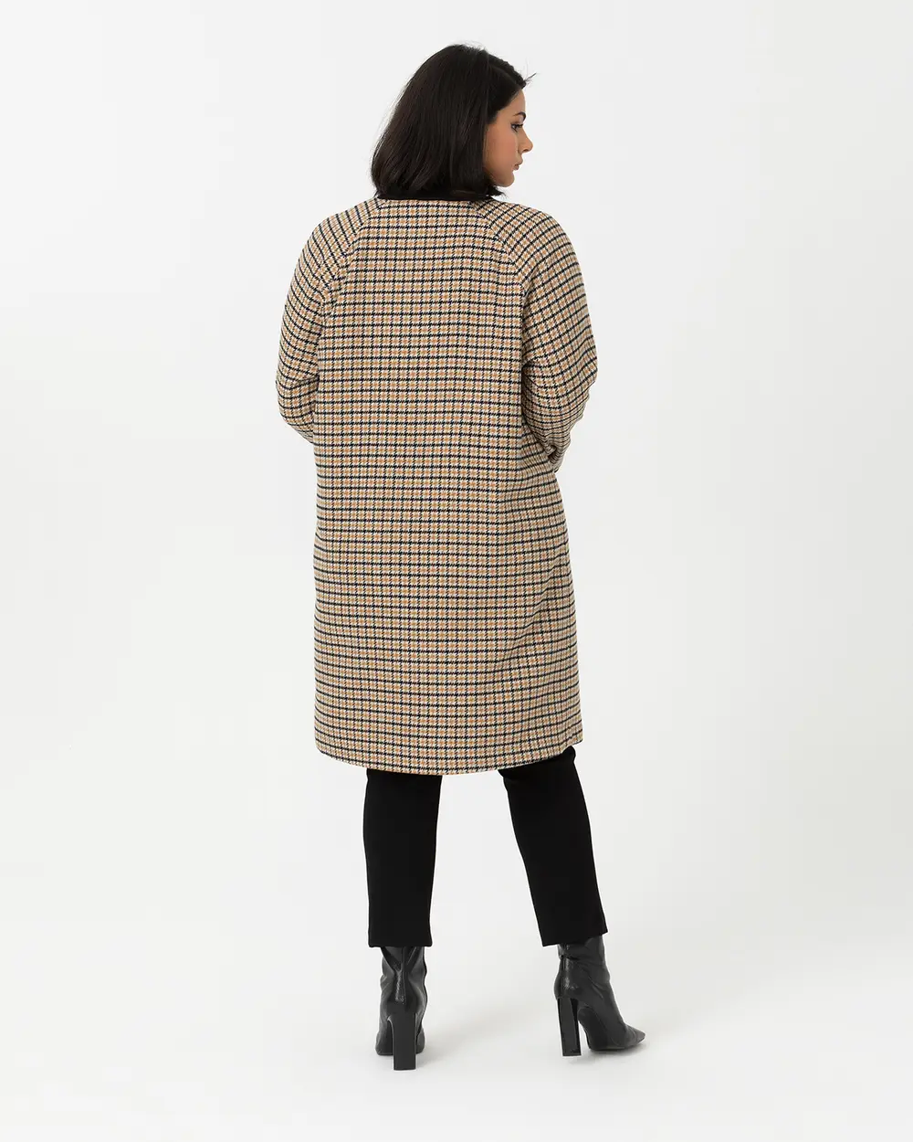 GALAXİ PLUS SIZE ROUND NECK PATTERNED COAT