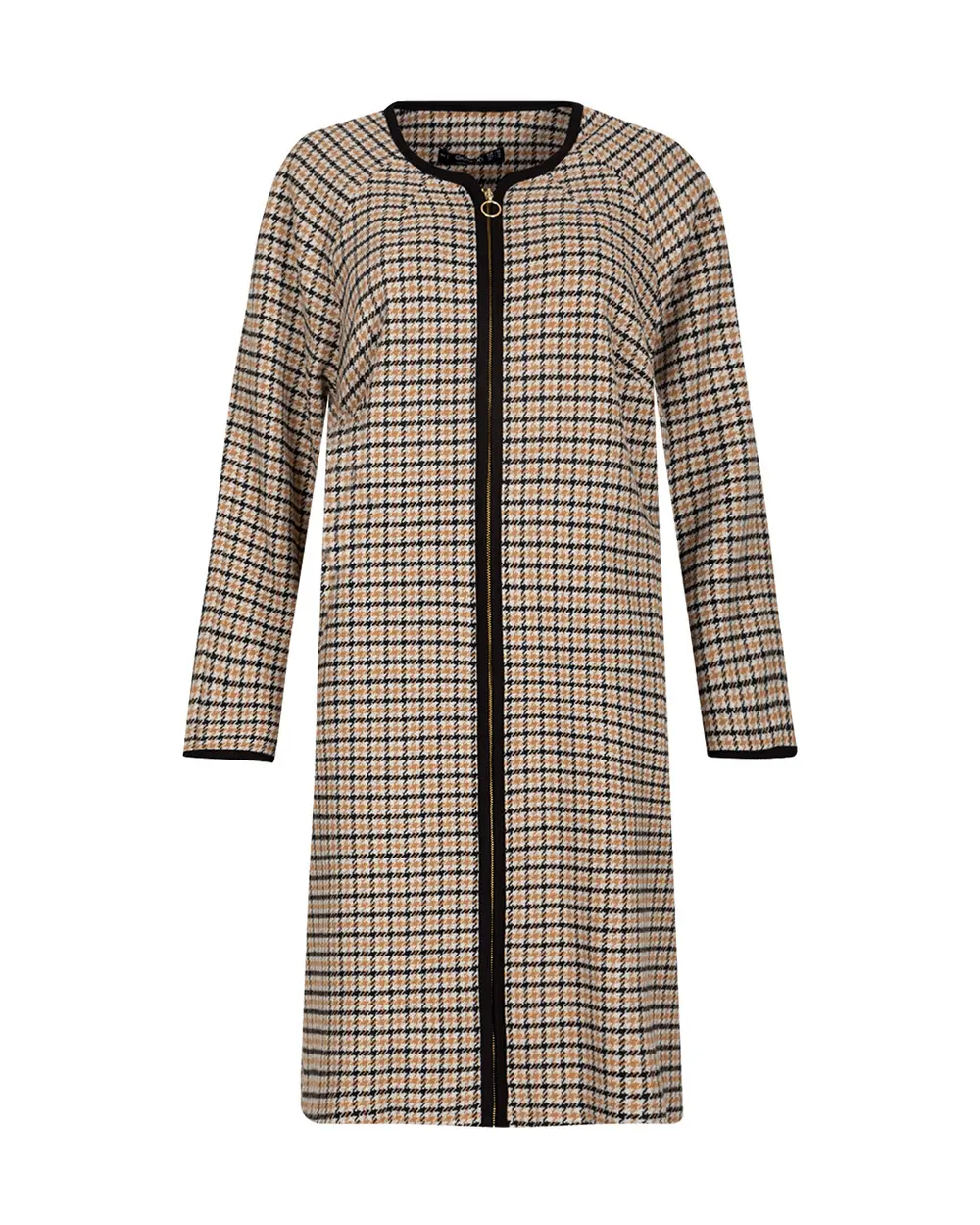 GALAXİ PLUS SIZE ROUND NECK PATTERNED COAT