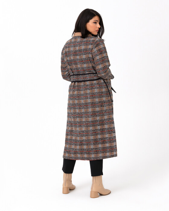 GALAXI PLUS SIZE PLAID BELTED CAPE