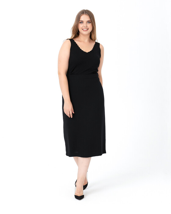 Büyük Beden Diz Altı Kalem Etek