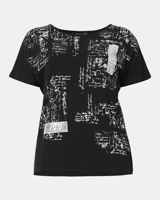 PLUS SIZE SHORT SLEEVE T-SHIRT WITH SEQUINES DETAIL