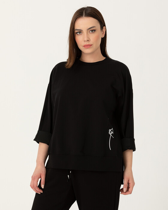 Büyük Beden Işleme Detaylı Sweatshırt