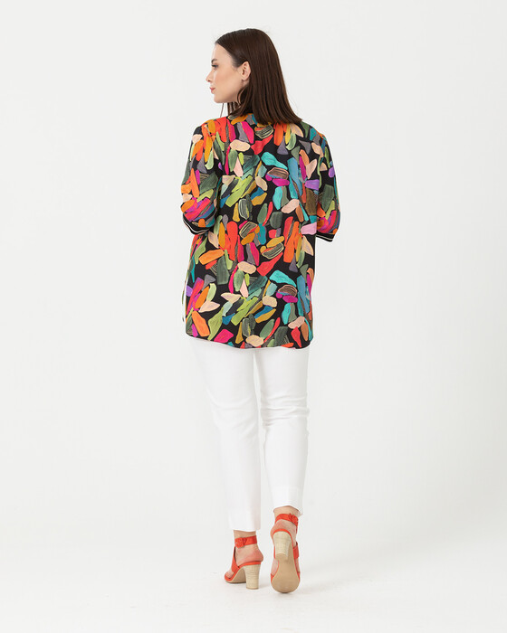 Büyük Beden Desenli Renkli Bluz