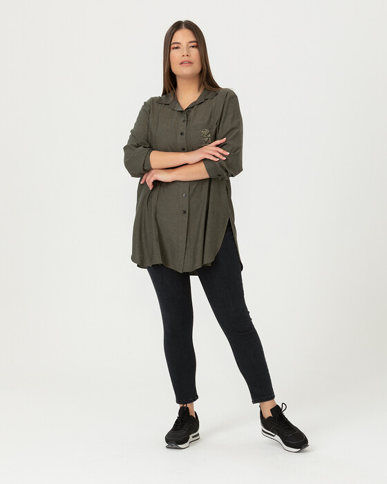 PLUS SIZE GEM DETAILED SHIRT