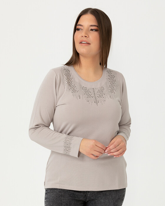 Büyük Beden Taşlı Bluz