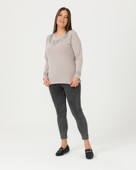 Büyük Beden Taşlı Bluz