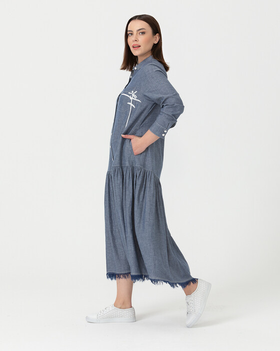 Büyük Beden Önden Düğmeli Elbise