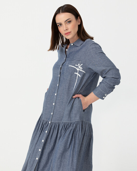 Büyük Beden Önden Düğmeli Elbise