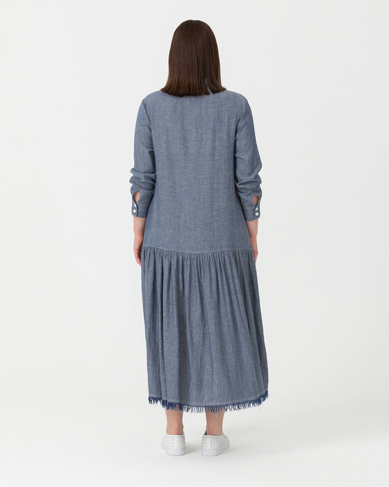 Büyük Beden Önden Düğmeli Elbise