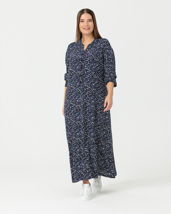 Büyük Beden Desenli Maxi Boy Elbise