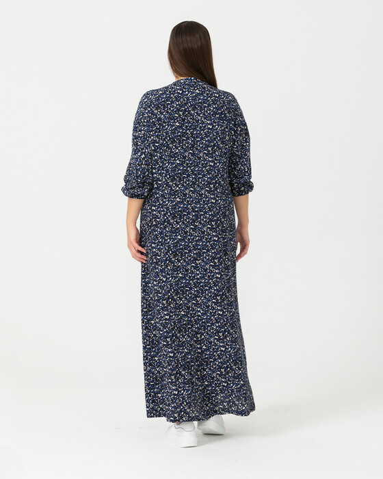 Büyük Beden Desenli Maxi Boy Elbise