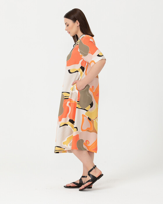 PLUS-SIZE PATTERNED DRESS